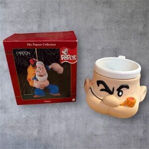 Vintage Popeye Christmas ornament by Carlton Cards 1998 & Vintage Popeye 3D Mug